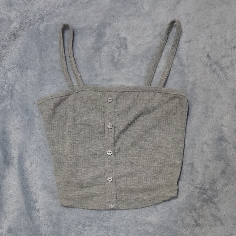 Bozzolo Gray Cream Sleeveless Crop Tank Top